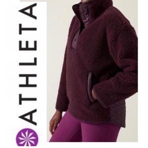 Athleta Cozy Sherpa Pullover Snap Quilted
Oversized Fit Sweatshirt Size M
